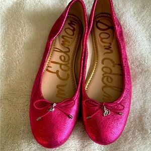 Sam Edelman Felicia Metallic Barbie Pink flat shoes like new